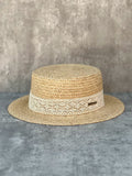 Load image into Gallery viewer, Summer Sweet Lace Decorative Lafite Straw Flat Top Straw Hat Women's Seaside Beach French Elegant British Top Hat