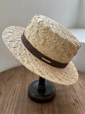 Load image into Gallery viewer, 2026 summer new French retro raffia flat top hat hand knitted crochet straw hat sun protection vacation fashion sun hat