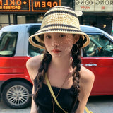 Load image into Gallery viewer, Straw fisherman's hat children's 2026 new hollowed-out travel vacation sunscreen visor