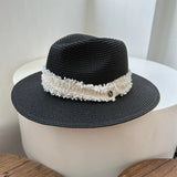Load image into Gallery viewer, Hat female summer travel beach hat seaside sunshade sun protection wide brim straw hat wide edge British small fragrant wind top hat tide