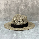Load image into Gallery viewer, Internet celebrity hollow flat brim panama straw hat female photo vacation seaside beach travel cowboy straw hat