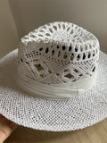 Load image into Gallery viewer, White straw hat women's summer hand-woven Panama jazz straw hat sunshade sunscreen seaside vacation top hat