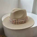 Load image into Gallery viewer, Hat female summer travel beach hat seaside sunshade sun protection wide brim straw hat wide edge British small fragrant wind top hat tide