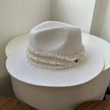 Load image into Gallery viewer, Hat female summer travel beach hat seaside sunshade sun protection wide brim straw hat wide edge British small fragrant wind top hat tide