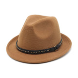 Load image into Gallery viewer, New British style black woolen top hat unisex gold buckle retro versatile flat top jazz hat