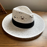 Load image into Gallery viewer, Summer ins Internet celebrity vacation beach travel wide brim straw hat hollow white elegant top hat sunshade sunscreen hat