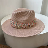 Load image into Gallery viewer, Hat female summer travel beach hat seaside sunshade sun protection wide brim straw hat wide edge British small fragrant wind top hat tide