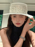 Load image into Gallery viewer, "High Quality" Polka Dot Elegant French Holiday Top Hat Flat Top Fashion Summer Flat Brim Straw Hat Children's Sun Hat