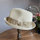 Load image into Gallery viewer, 2025 summer new French retro top hat men's concave shape curled top hat sunshade sunscreen beach hat travel trend
