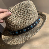 Load image into Gallery viewer, Salt grass ethnic wind curling hat, sun hat, sun protection, foreign style, fashionable summer small hat, breathable, unisex travel