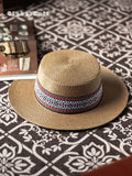 Load image into Gallery viewer, Summer new high-quality retro straw hat ethnic style fashion flat top top hat outdoor vacation photo casual men