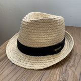 Load image into Gallery viewer, Lafite top hat British style fashion retro coffee color ribbon curled jazz hat female casual couple hat male summer