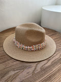 Load image into Gallery viewer, Hat female summer travel beach hat seaside sunshade sun protection wide brim straw hat wide edge British small fragrant wind top hat tide