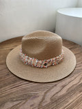 Load image into Gallery viewer, Hat female summer travel beach hat seaside sunshade sun protection wide brim straw hat wide edge British small fragrant wind top hat tide