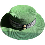 Load image into Gallery viewer, Korean version of straw hat women's summer British retro flat top small fresh top hat sunshade sunscreen beach hat travel tide summer