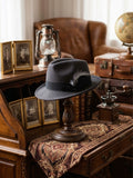 Load image into Gallery viewer, Vintage jazz top hat feather fedora fedora