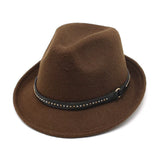 Load image into Gallery viewer, New British style black woolen top hat unisex gold buckle retro versatile flat top jazz hat