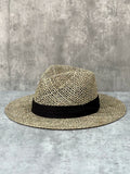 Load image into Gallery viewer, Internet celebrity hollow flat brim panama straw hat female photo vacation seaside beach travel cowboy straw hat