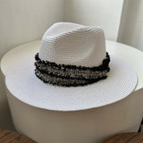 Load image into Gallery viewer, Hat female summer travel beach hat seaside sunshade sun protection wide brim straw hat wide edge British small fragrant wind top hat tide