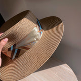 Load image into Gallery viewer, Light Coffee Flat Top Top Top Hat Female British Holiday Beach Hat Sunscreen Sun Hat Straw Hat Female Seaside Sun Hat Tide