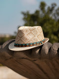 Load image into Gallery viewer, Spring and summer retro woven ethnic style jazz hat for men and women daily shading breathable versatile bell hat travel