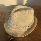 Load image into Gallery viewer, Japanese curled top hat women's summer British retro straw hat fashion beige short-brimmed sun hat sun protection hat women