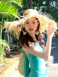 Load image into Gallery viewer, Flower Big Brim Straw Hat Women's Summer Beach Seaside Sun Hat Shade Sun Protection Hat