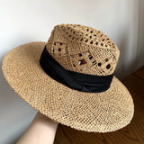 Load image into Gallery viewer, Summer ins Internet celebrity vacation beach travel wide brim straw hat hollow white elegant top hat sunshade sunscreen hat