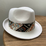 Load image into Gallery viewer, Autumn and winter British retro wool top hat men's and women's printed jazz hat casual French crimped gentleman's hat felt hat tide