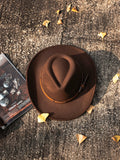 Load image into Gallery viewer, Autumn and winter new retro western cowboy hat men's and women's big eaves hat felt hat riding hat dance performance belt accessories