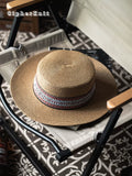 Load image into Gallery viewer, Summer new high-quality retro straw hat ethnic style fashion flat top top hat outdoor vacation photo casual men