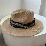 Load image into Gallery viewer, Hat female summer travel beach hat seaside sunshade sun protection wide brim straw hat wide edge British small fragrant wind top hat tide