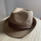 Load image into Gallery viewer, Niche straw hat grass green jazz hat British sunshade travel holiday fashion top hat trendy hat small head circumference sun protection hat