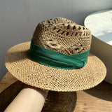 Load image into Gallery viewer, White straw hat women's summer hand-woven Panama jazz straw hat sunshade sunscreen seaside vacation top hat