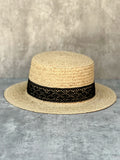 Load image into Gallery viewer, Summer Sweet Lace Decorative Lafite Straw Flat Top Straw Hat Women's Seaside Beach French Elegant British Top Hat