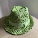 Load image into Gallery viewer, Yellow hat Women's straw hat Fashion trendy hat Small edge curling top hat Jazz hat Men's sunscreen sun hat