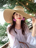 Load image into Gallery viewer, "Fine grass weaving" oversized brim straw hat beach seaside vacation UV protection sun hat summer