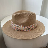 Load image into Gallery viewer, Hat female summer travel beach hat seaside sunshade sun protection wide brim straw hat wide edge British small fragrant wind top hat tide