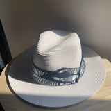Load image into Gallery viewer, White Straw Hat Female Panama Seaside Sunshade Sunscreen Flat Top Holiday Hat Jazz Top Hat Tide ins Summer