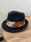 Load image into Gallery viewer, Autumn and winter British retro wool top hat men's and women's printed jazz hat casual French crimped gentleman's hat felt hat tide