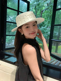 Load image into Gallery viewer, "High Quality" Polka Dot Elegant French Holiday Top Hat Flat Top Fashion Summer Flat Brim Straw Hat Children's Sun Hat