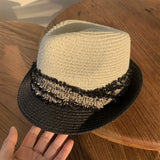 Load image into Gallery viewer, Japanese curled top hat women's summer British retro straw hat fashion beige short-brimmed sun hat sun protection hat women
