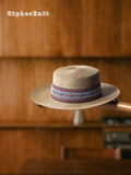 Load image into Gallery viewer, Summer new high-quality retro straw hat ethnic style fashion flat top top hat outdoor vacation photo casual men