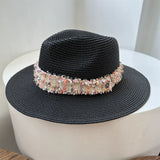 Load image into Gallery viewer, Hat female summer travel beach hat seaside sunshade sun protection wide brim straw hat wide edge British small fragrant wind top hat tide