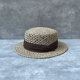 Load image into Gallery viewer, 2025 summer new fashion retro salty grass woven flat top wide brim top hat men's and women's sunshade holiday beach straw hat