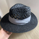 Load image into Gallery viewer, White straw hat women's summer hand-woven Panama jazz straw hat sunshade sunscreen seaside vacation top hat