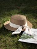 Load image into Gallery viewer, Hepburn style French bow straw hat women's travel big eaves hat summer outdoor top hat elegant seaside sun hat