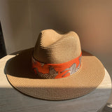 Load image into Gallery viewer, White Straw Hat Female Panama Seaside Sunshade Sunscreen Flat Top Holiday Hat Jazz Top Hat Tide ins Summer