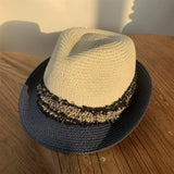 Load image into Gallery viewer, Japanese curled top hat women's summer British retro straw hat fashion beige short-brimmed sun hat sun protection hat women