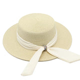 Load image into Gallery viewer, Hepburn style French bow straw hat women's travel big eaves hat summer outdoor top hat elegant seaside sun hat